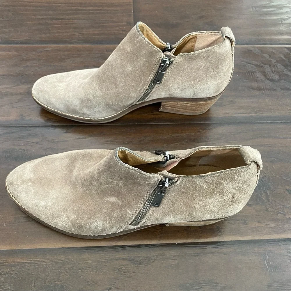 Lucky Brand Women's Tan Ankle Boot Upper Leather Two Zippers Size 8 - Picture 6 of 8